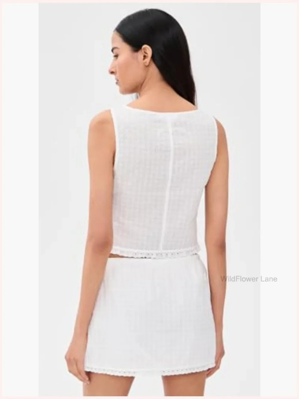 Eyelet Tank Top with Ruffle Trim - Picture 3 of 6